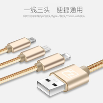 typec data cable Apple Android universal mobile phone charging cable one drag three portable car charging equipment