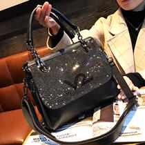 Tidal Bull Leather Womens Bag 2021 New Fashion Hot Drill Handbag Woman 100 lap Large-capacity Temperament Single Shoulder Skew Span