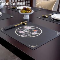 Leather placemats Chinese-style light luxury western dining table mats waterproof and oil-proof insulation pads household anti-scalding coasters dinner plates and bowls mats