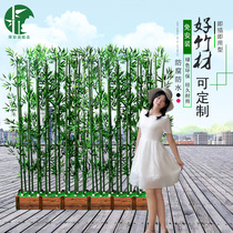 Simulation bamboo Green bamboo company hotel landscaping Living room partition screen Entrance decoration indoor and outdoor fake bamboo