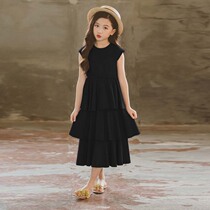 2021 girls summer dress new dress Chinese children Korean version of literary long dress cotton girl cake beach dress