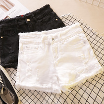 Tide brand 2021 New burrow hole denim shorts female summer Korean version of Wild hot pants ins Super fire pants