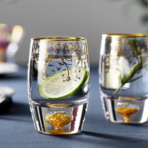 Japanese-style heat-resistant crystal glass gold foil tea cup glass Hidden Gold Cup household juice cup gold foil sweet cup water Cup