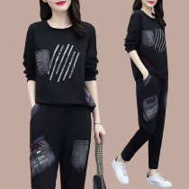 Big Code Loose Casual Denim Suit Woman 2022 Spring Dress New Korean Version Fat Mm Ocean Sportswear Two Sets Tide