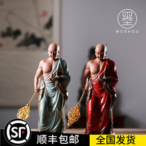 Moshou ceramic Khizang Bodhisattva large town house Zen Buddha statue Tea Room Club tea pet decoration high-end gift box