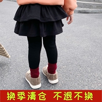 Girl baby Foreign skirt pants 2019 Winter new small children Korean version of thick fake two Cake plus velvet skirt pants