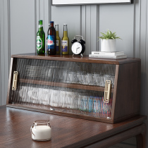 Chinese solid wood sideboard kitchen storage cabinet desktop cabinet countertop glass cupboard rack coffee storage cabinet