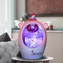 Fish tank aquarium small living room office desktop self-circulating flowing water creative decoration Home Mini girl heart