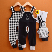 Open crotch pants boys baby childrens trousers jumpsuit cotton thin 3-year-old baby cotton pants trousers