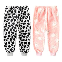 Boys and girls warm pants thick baby flannel home pants girls coral velvet pants trousers childrens pajamas