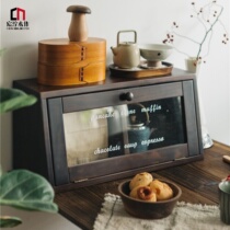 Day-Style Pure Solid Wood Kitchen Small Bowl Cabinet Dining Side Cabinet Table Containing Cabinet Indie Glass Door Snack Snack Snack Coffee Cabinet