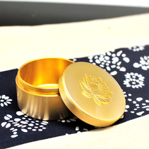 Brass ink cartridge with lid Portable leak-proof calligraphy special ink tray Lotus engraving pure copper brush inkstone customization