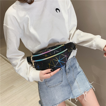 2021 new Korean fashion fanny pack double zipper Lingge laser contrast color chest bag unisex shoulder messenger bag