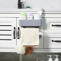 Kitchen plastic cabinet wall-mounted cloth rack non-perforated hand wipe cloth door back hanger-mounted storage rack