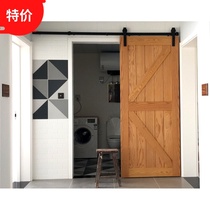 Nordic fashion small fresh barn door Track door Solid wood sliding door Bathroom Indoor dining kitchen can be customized