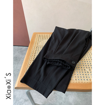 Little Hijibe) Lean Black Western Dress Pants Woman High Waist Loose 90% Old Daddy Pants 2022 New Spring Summer Tide