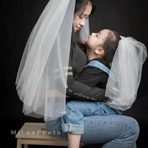 New parent-child mother and baby childrens veil short photo props headgear headwear Super Xiansen Net red retro