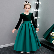 Girls dress 2021 spring and autumn new long-sleeved princess dress little girl long dress childrens dress performance suit