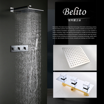 Beritu all copper hot and cold wall type dark shower set embedded shower set