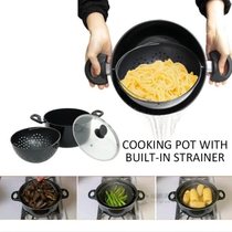 new 2-in-1 Cooking Pot With Swivel Strainer Food Pasta Vege