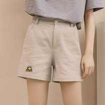 South Korea 2021 summer straight shorts womens elastic waist Japanese overalls pants loose a word five-point high waist casual pants tide