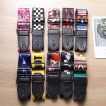 Folk guitar strap electric guitar bass strap thick leather color print National style strap personality