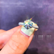 Luxurious group inlaid with flower bud mulberry stone hand holding flower emulation diamond ring pure silver classic six-claw ring to ask for marriage ring