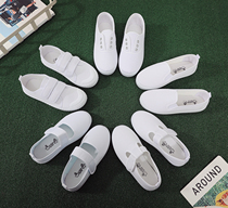 Children Small White Cloth Shoes Kindergarten Canvas Boy Girl A foot pedal white sneakers students perform indoor baby board shoes