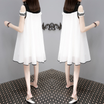 Maternity wear 2022 summer new chiffon a-line dress mid-length loose thin fake two-piece fashion skirt