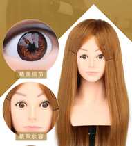 Head mold with shoulders real hair fake head practice head mold braid hair makeup model head can be hot roll doll head
