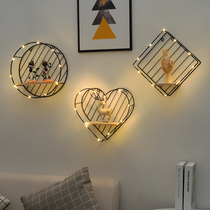 Nordic ins restaurant living room wall decoration pendant creative bedroom background wall decoration iron frame wall shelf