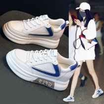 Small White Shoes Women Shoes 2022 Spring New 100 Hitch Slim Genuine Leather Thick Bottom Pine Pastry Casual Sports Heightening Single Shoes