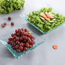Glass plate fruit plate European household dinner plate Commercial Hotel hotel living room transparent glass plate simple size