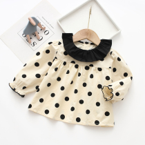 Girls autumn clothes base shirt foreign style princess shirt baby childrens coat baby long sleeve Korean version of Fan Bo Dot doll shirt