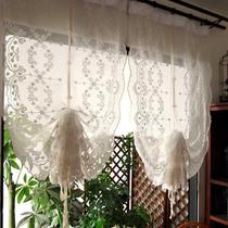 Yarn Roman curtain curtain pull up curtain curtain curtain with floating curtain half kitchen curtain short country American Kevin floating half curtain balloon