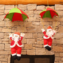 Santa Claus parachute climbing rope hat for the elderly Christmas bar shopping mall pendant ceiling decoration