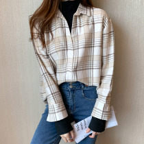 Fake two-shirt female autumn winter new 2022 Design senses small crowdsplicing 100 lap high collar thickened lining blouses