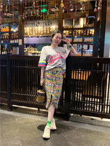 BORAKOO Korea East Gate Shala ~ self-retention ~ knock fashionable colorful floral button skirt
