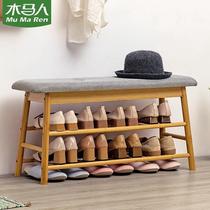 Mumao shoe stool home door shoe rack shoe cabinet sitting bench integrated long bed end shoe stool creative sitting