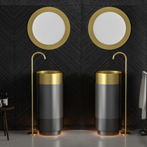 Net celebrity designer stainless steel column basin creative three-color floor-to-ceiling wash basin high-end hotel wash basin