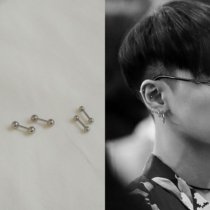Gangfeng round ball square double head earrings ear bone nail Mickey simple minimalist men and women full