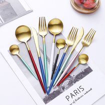 304 Stainless Steel Western Dining Knife Fork Cutlery Complete Knife Fork Spoon Sweet Spoonful Spoon Four Pieces Steak Knife Fork Home Suit