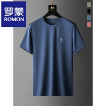 High-end Xinjiang Long Suede Cotton Short Sleeve T-Shirt Male Summer Ice Silk Pure Color Round Collar Casual Middle-aged Men Half Sleeve Compassionate