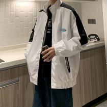 Gangfeng Leisure stand collar jacket mens spring and autumn Korean version of loose sports clothes Tide brand ins Joker High Street coat