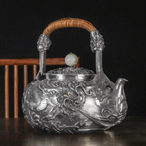 Zhang Jia Songcang Dragon Drama Beads Cang Yi Silver 999 Boiling Water Bottle Pure Handmade Craft Yunnan Heqing