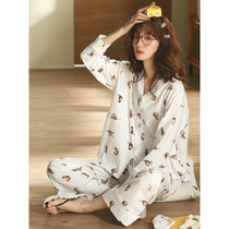 Sleepwear Woman Spring Autumn Long Sleeves Pure Cotton Sweet And Cute Cartoon Princess Wind Student Han Edition Autumn Winter Thin family clothes