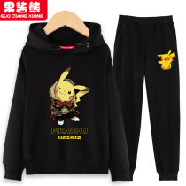 Pikachu boys spring and autumn clothing suit girl childrens clothing sport CUHK Tong Shuai Gaga velvet clothes trend