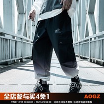 Xiaobin national tide autumn tooling pants men loose hip hop Tide brand big pocket gradient Harlan leg pants tide