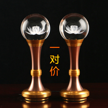 Colorful Crystal Lotus lamp LED electric supply lamp long Ming lamp Buddha lamp pure copper Buddha front Guanyin lotus lamp for Buddha lamp