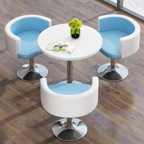 Negotiation table and chair combination coffee shop milk tea shop table and chair tempered glass coffee table table small round table leisure reception table and chair